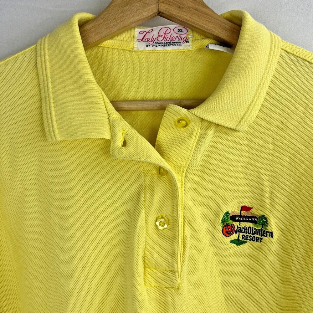 Vintage Pickering Jack O'Lantern Resort Golf Polo XL Butter Yellow Lisle Cotton